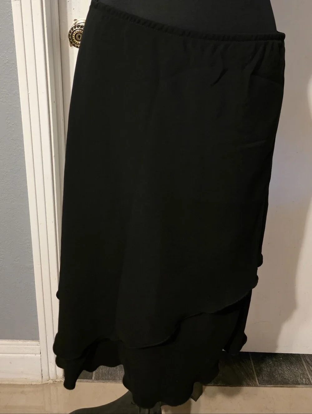 Black Layered Midi Skirt - Women